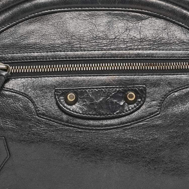 Pre Owned Balenciaga Black Leather Classic Hardware Oval Clutch