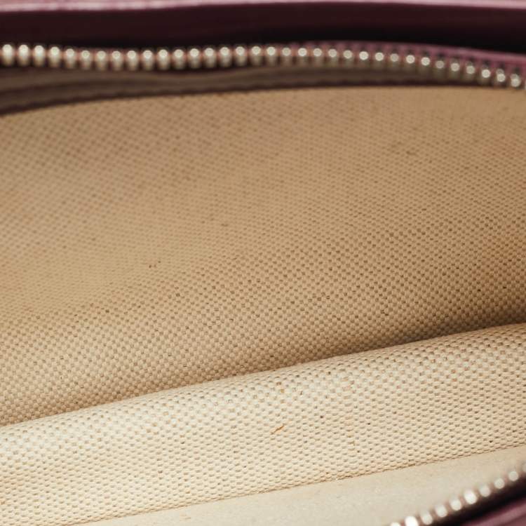 Pre Owned Balenciaga Burgundy/Beige Canvas and Leather Pochette Crossbody Bag