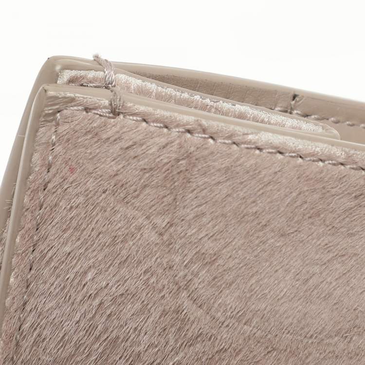 Pre Owned Balenciaga Grey Croc Embossed Calf Hair Small Cable Shopper Tote
