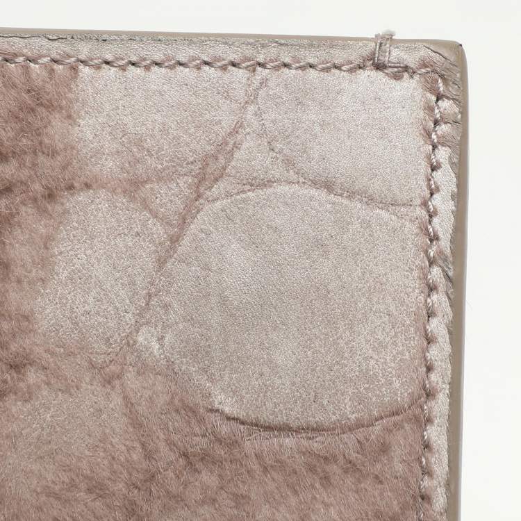 Pre Owned Balenciaga Grey Croc Embossed Calf Hair Small Cable Shopper Tote