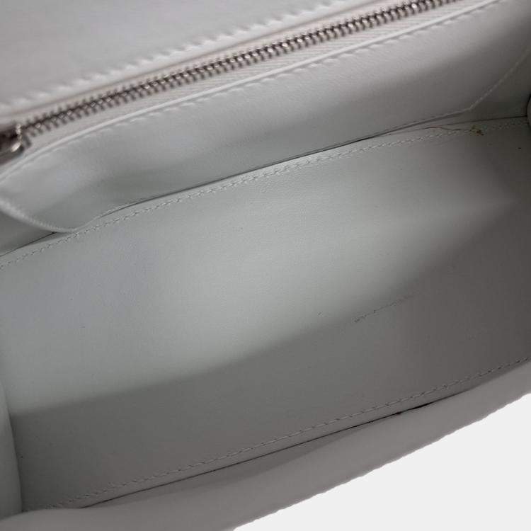 Pre Owned Balenciaga White Leather Hourglass Top Handle Bag S