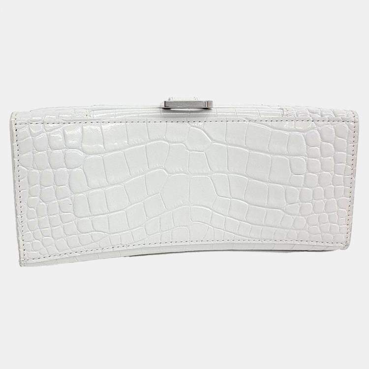 Pre Owned Balenciaga White Leather Hourglass Top Handle Bag S