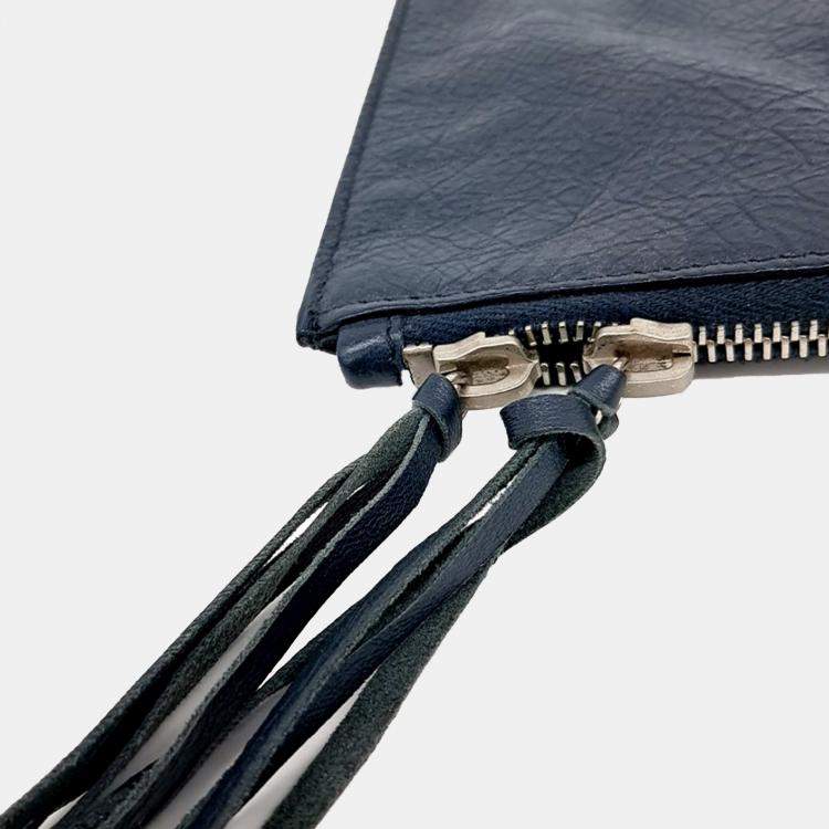 Pre Owned Balenciaga Blue Leather Motor Clutch