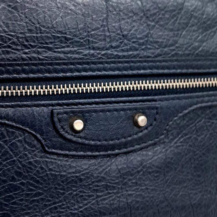 Pre Owned Balenciaga Blue Leather Motor Clutch