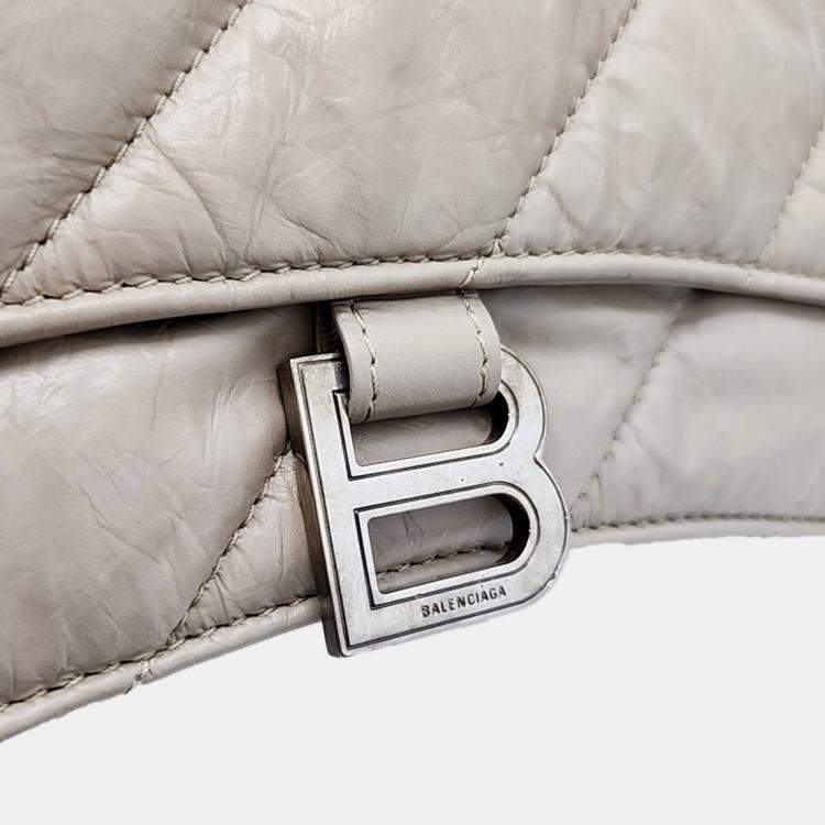 Pre Owned Balenciaga Beige Leather Crush Chain Bag XS