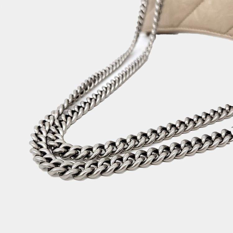 Pre Owned Balenciaga Beige Leather Crush Chain Bag XS