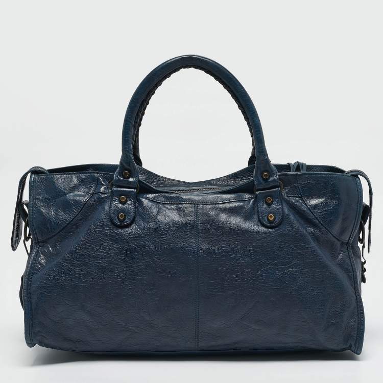 Pre Owned Balenciaga Navy Blue Leather RH Part Time Bag