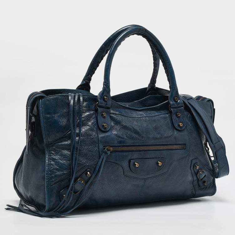Pre Owned Balenciaga Navy Blue Leather RH Part Time Bag