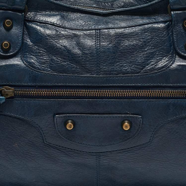 Pre Owned Balenciaga Navy Blue Leather RH Part Time Bag