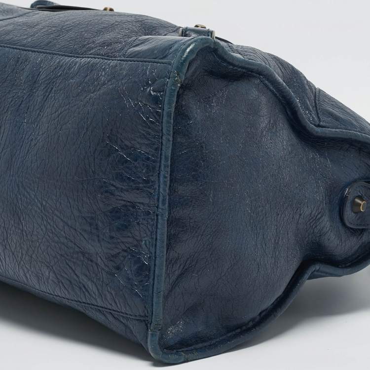 Pre Owned Balenciaga Navy Blue Leather RH Part Time Bag