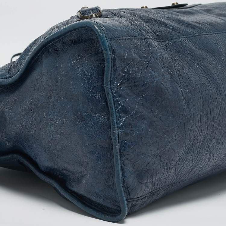 Pre Owned Balenciaga Navy Blue Leather RH Part Time Bag
