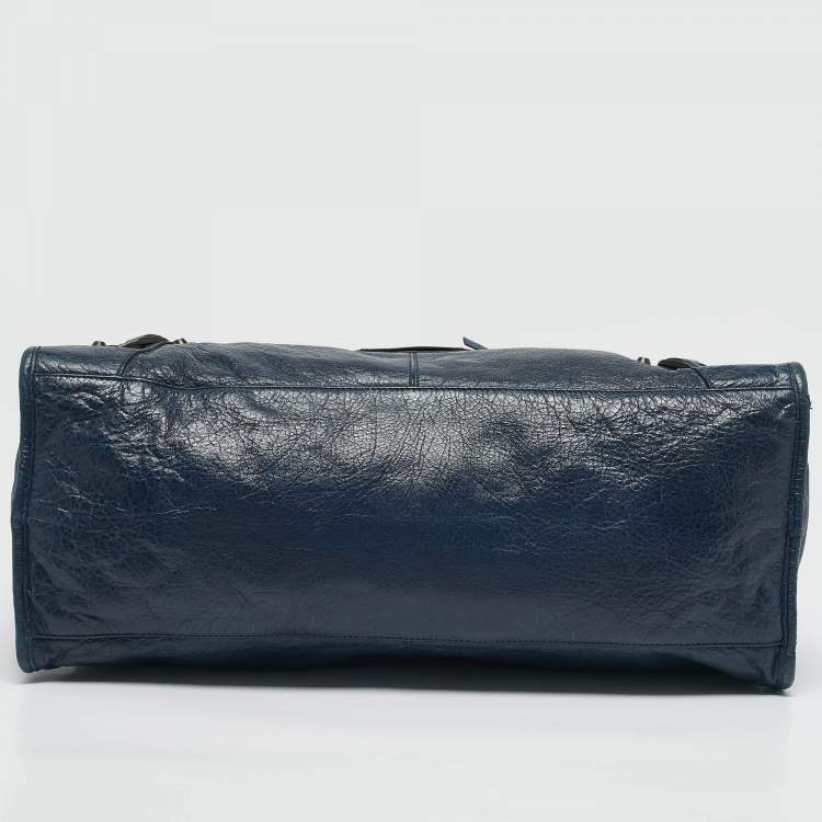 Pre Owned Balenciaga Navy Blue Leather RH Part Time Bag
