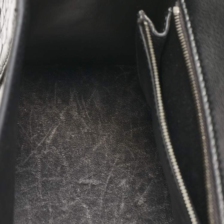 Pre Owned Balenciaga Black Croc Embossed Leather Small Hourglass Top Handle Bag