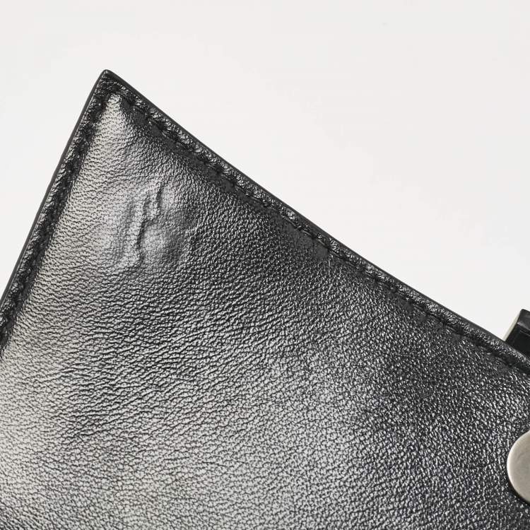 Pre Owned Balenciaga Black Croc Embossed Leather Small Hourglass Top Handle Bag