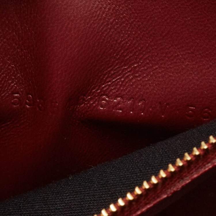 Pre Owned Balenciaga Burgundy Croc Embossed Leather Small Hourglass Top Handle Bag