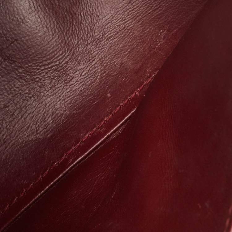 Pre Owned Balenciaga Burgundy Croc Embossed Leather Small Hourglass Top Handle Bag
