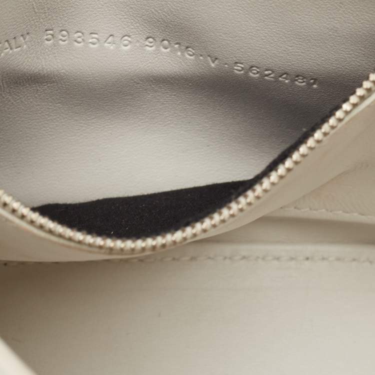 Pre Owned Balenciaga White Croc Embossed Leather Small Hourglass Top Handle Bag