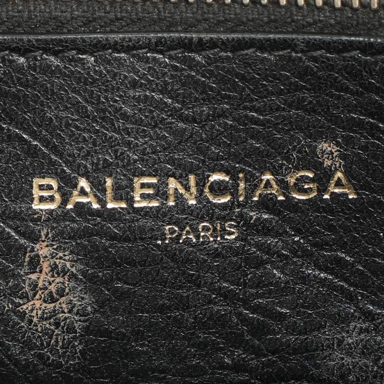 Pre Owned Balenciaga Black Crackle Leather Small Blanket Square Bag