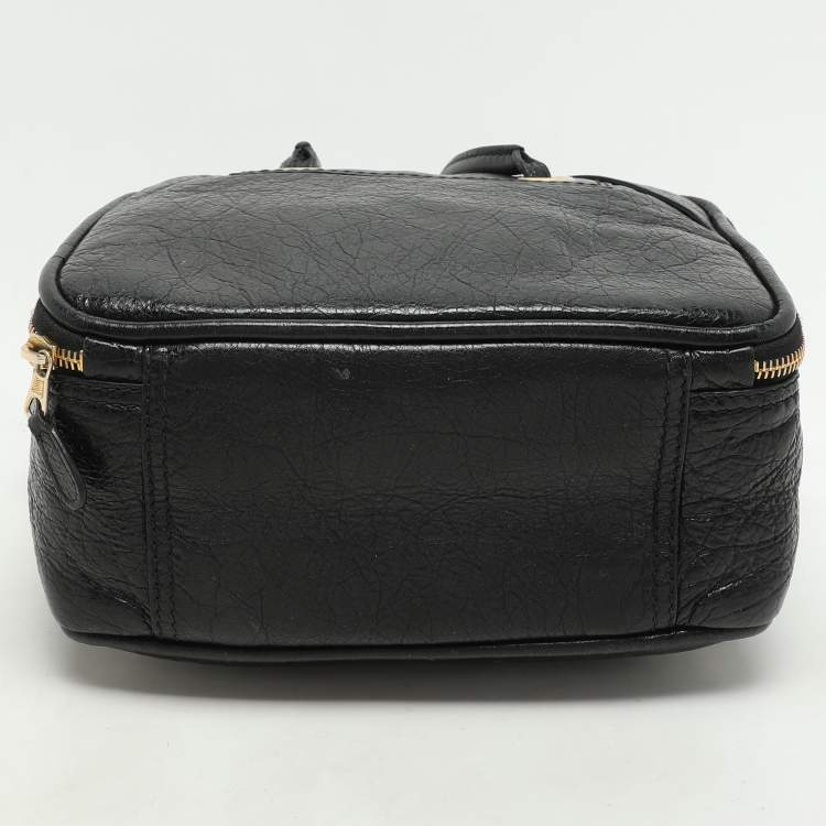 Pre Owned Balenciaga Black Crackle Leather Small Blanket Square Bag