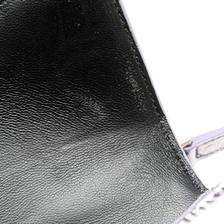 Pre Owned Balenciaga Silver Metallic Calfskin Croc Embossed Hourglass XS Satchel