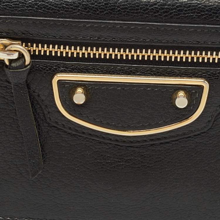 Pre Owned Balenciaga Black Leather Classic Metallic Edge Continental Wallet