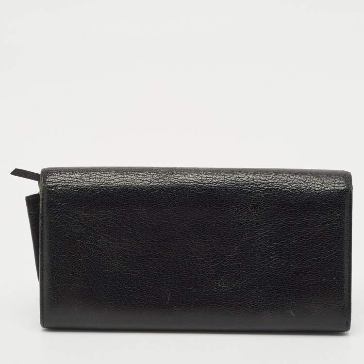 Pre Owned Balenciaga Black Leather Classic Metallic Edge Continental Wallet