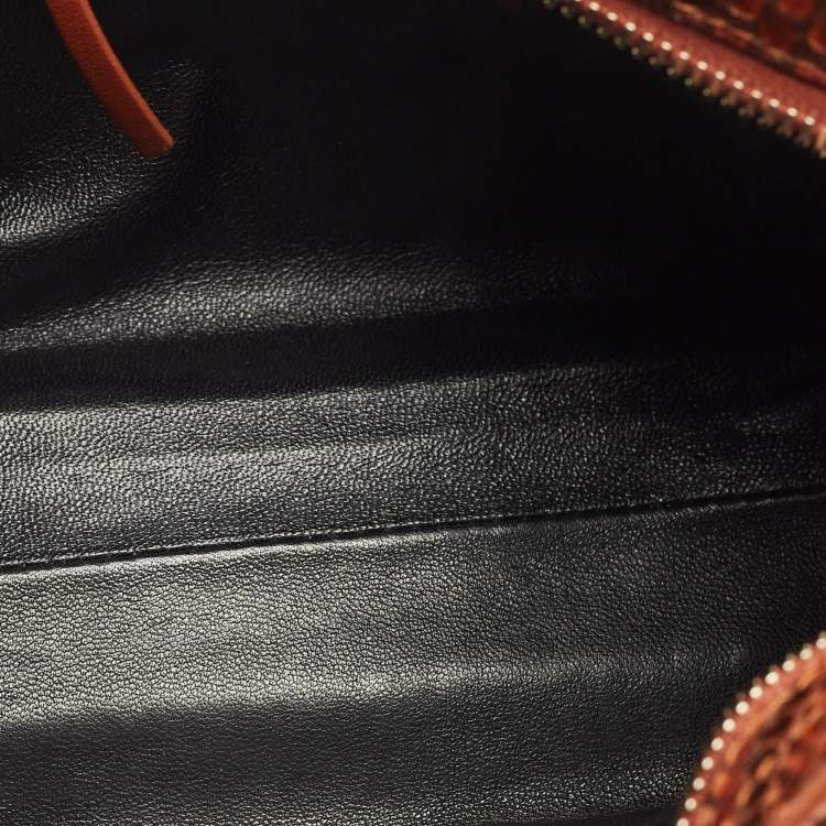 Pre Owned Balenciaga Brown/Black Python and Leather Mini Metallic Edge City Bag