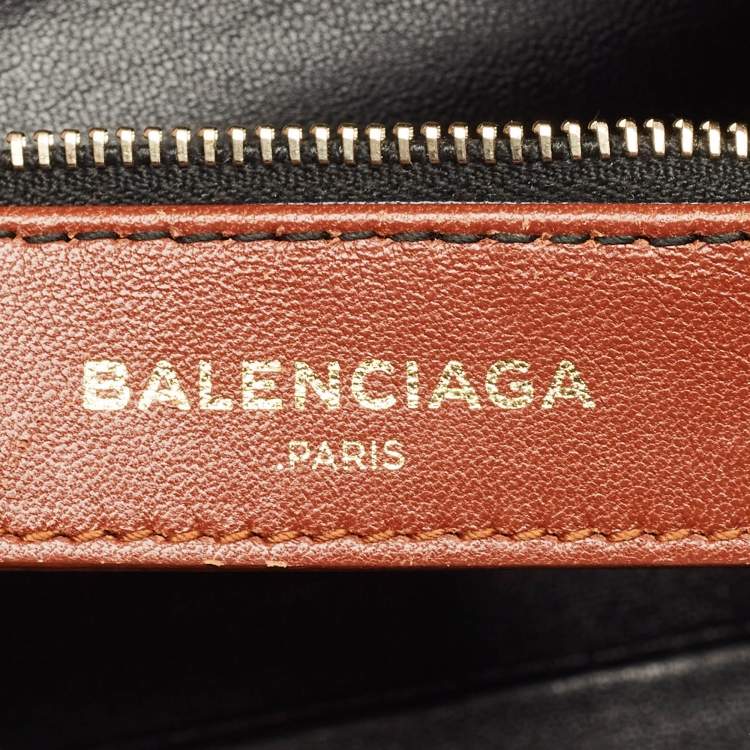 Pre Owned Balenciaga Brown/Black Python and Leather Mini Metallic Edge City Bag