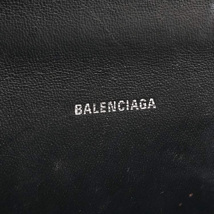 Pre Owned Balenciaga Metallic Lilac Croc Embossed Leather XS Hourglass Top Handle Bag  