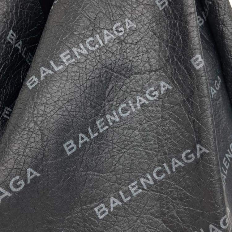 Pre Owned Balenciaga Black Leather Supermarket Shopper Bag