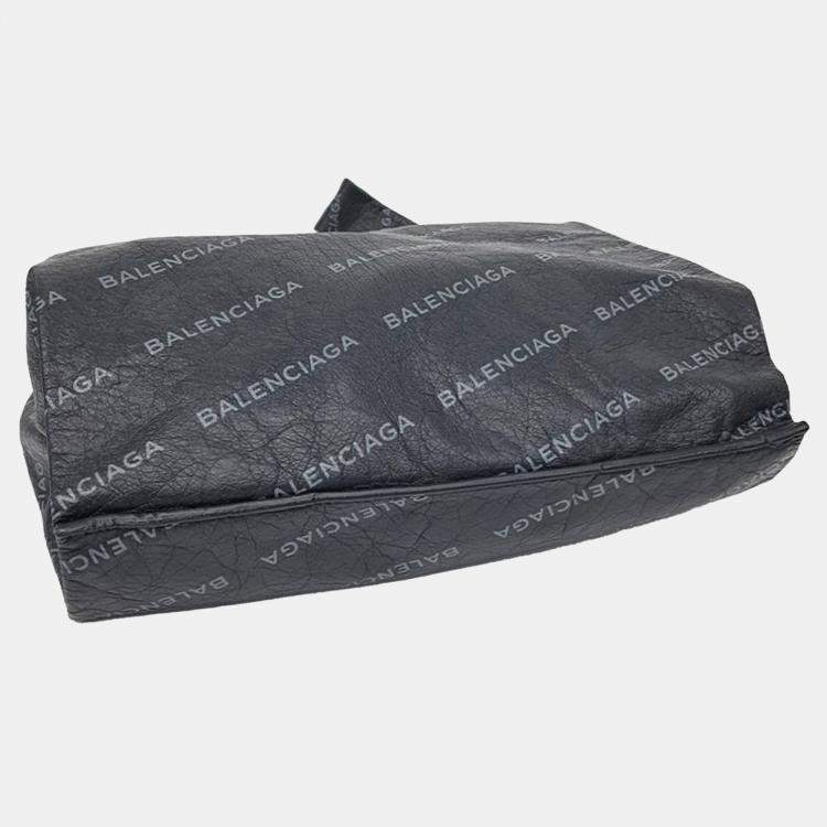 Pre Owned Balenciaga Black Leather Supermarket Shopper Bag
