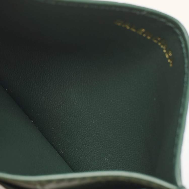 Pre Owned Balenciaga Green Croc Embossed Leather Hourglass Card Holder