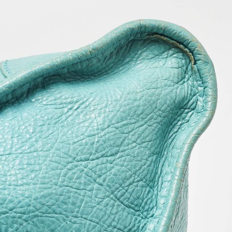 Pre Owned Balenciaga Turquoise Blue Leather Giant 12 Gold Hardware Work Tote