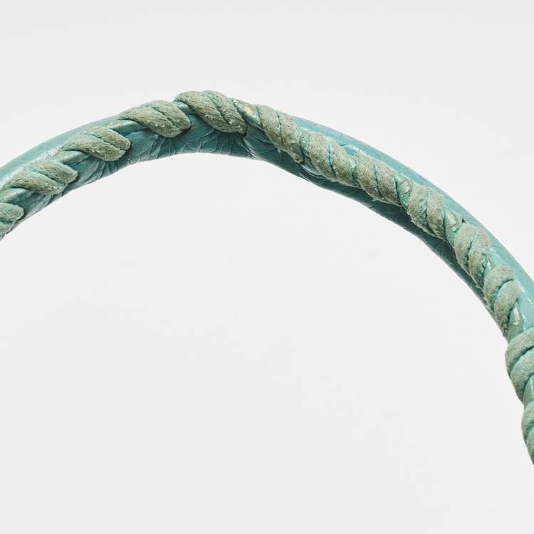 Pre Owned Balenciaga Turquoise Blue Leather Giant 12 Gold Hardware Work Tote