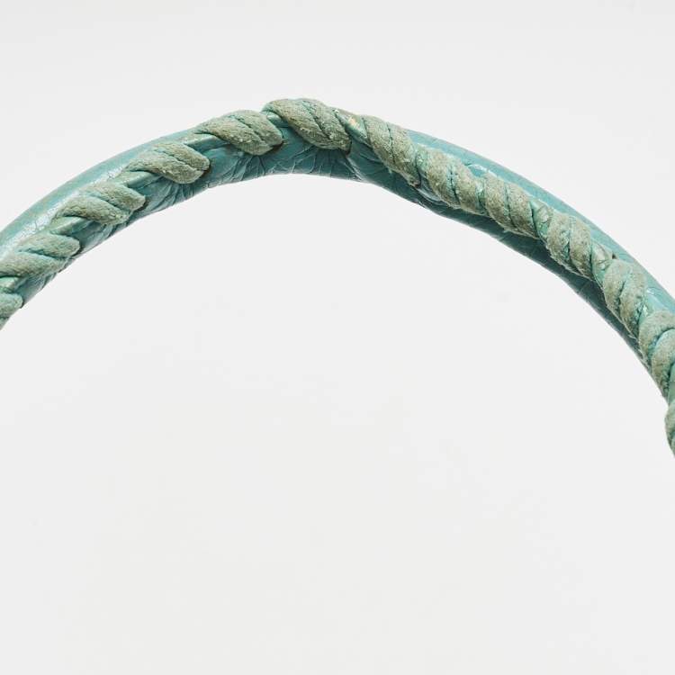 Pre Owned Balenciaga Turquoise Blue Leather Giant 12 Gold Hardware Work Tote