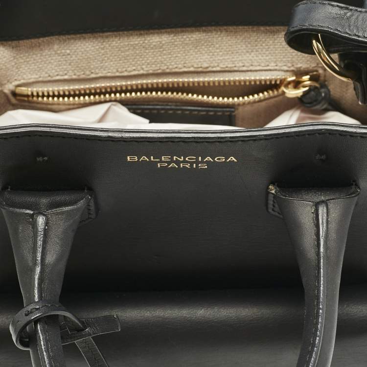 Pre Owned Balenciaga Black Leather Mini Padlock All Afternoon Tote