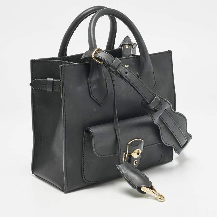 Pre Owned Balenciaga Black Leather Mini Padlock All Afternoon Tote