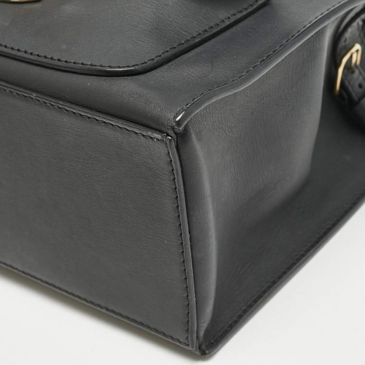 Pre Owned Balenciaga Black Leather Mini Padlock All Afternoon Tote