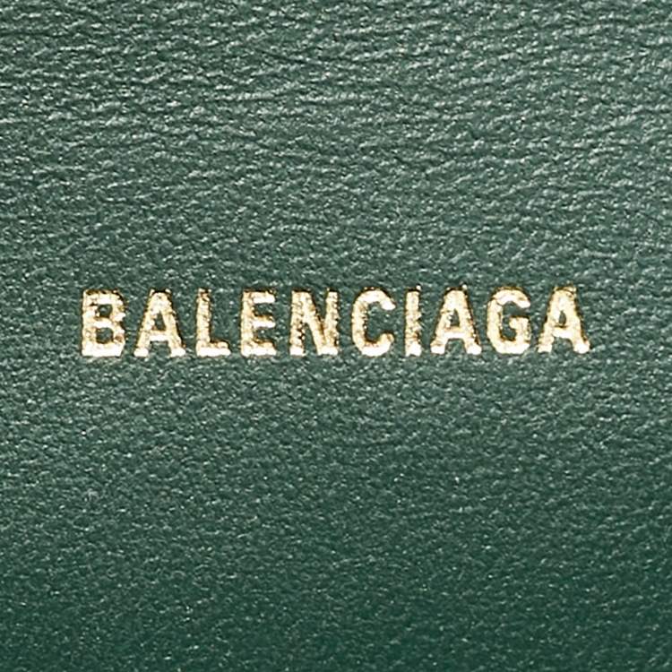 Pre Owned Balenciaga Green Croc Embossed Leather XS Hourglass Top Handle Bag
