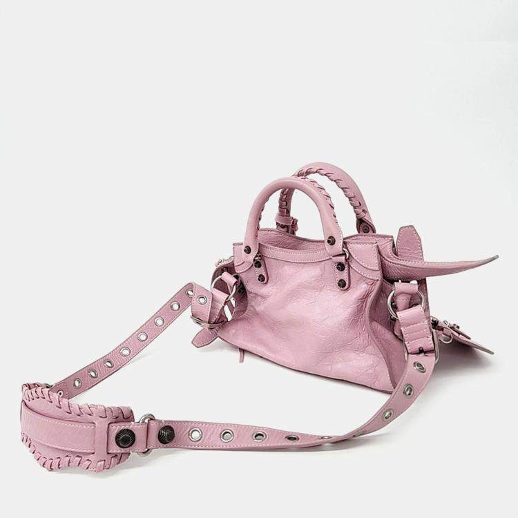 Pre Owned Balenciaga Pink Leather Neo Cargol XS bag
