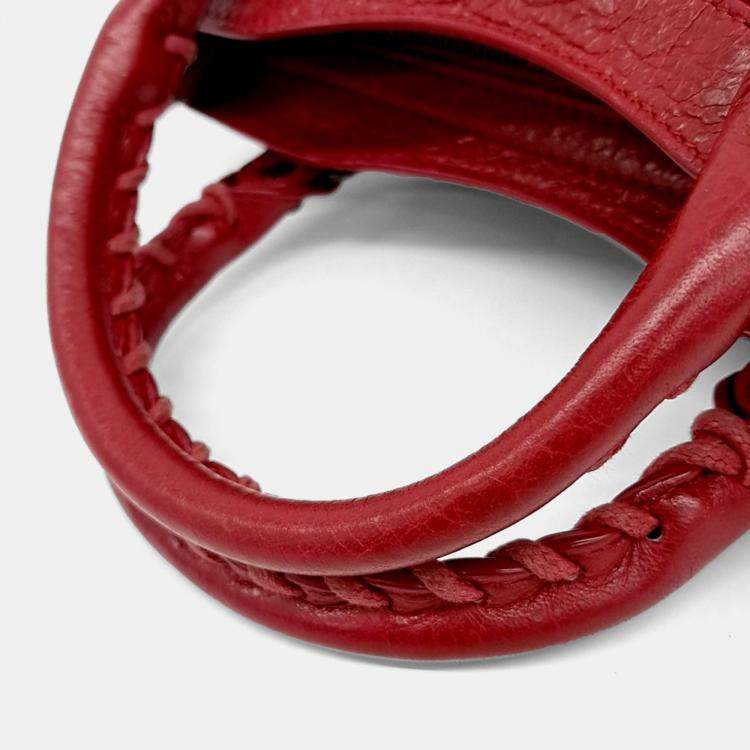 Pre Owned Balenciaga Red Leather Motor Mini City Bag