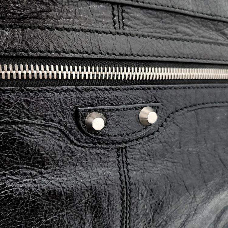 Pre Owned Balenciaga Black Leather Motor Clip Clutch