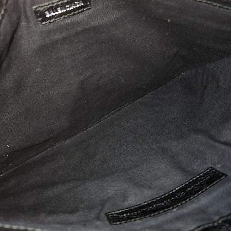 Pre Owned Balenciaga Black Leather Motor Clip Clutch