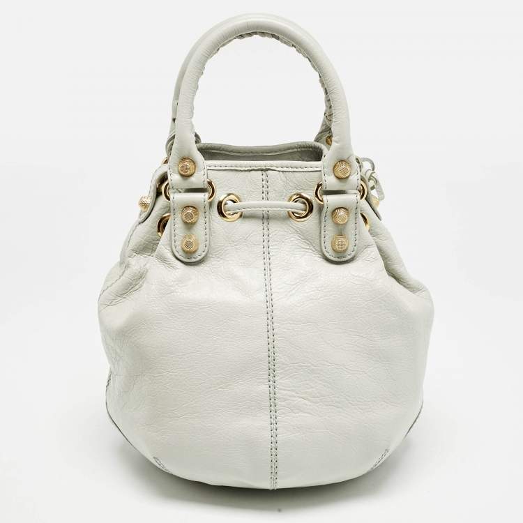 Pre Owned Balenciaga Mint Green Leather GH Mini Pompon Bag