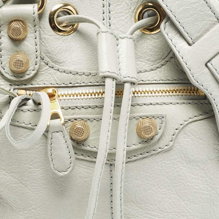 Pre Owned Balenciaga Mint Green Leather GH Mini Pompon Bag