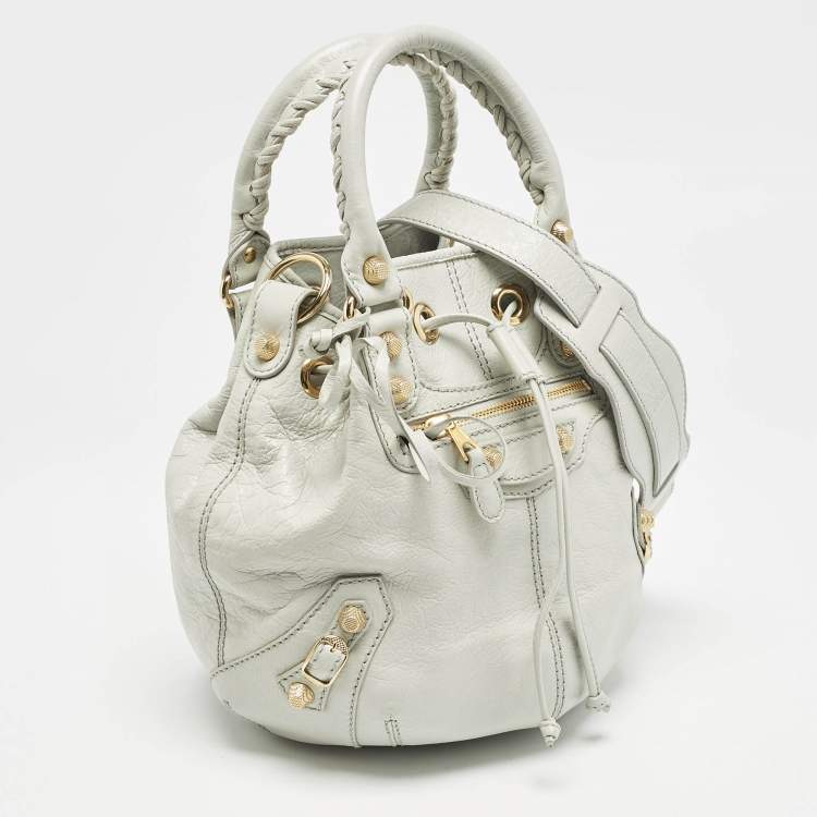 Pre Owned Balenciaga Mint Green Leather GH Mini Pompon Bag