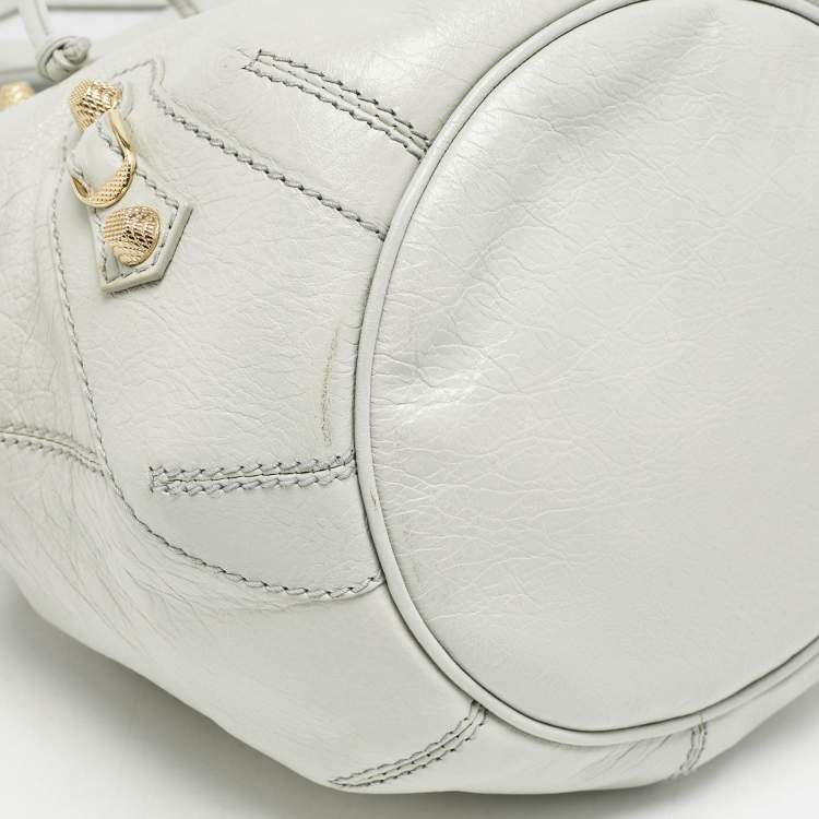 Pre Owned Balenciaga Mint Green Leather GH Mini Pompon Bag