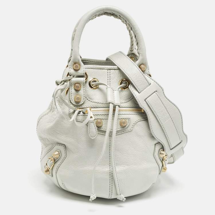 Pre Owned Balenciaga Mint Green Leather GH Mini Pompon Bag