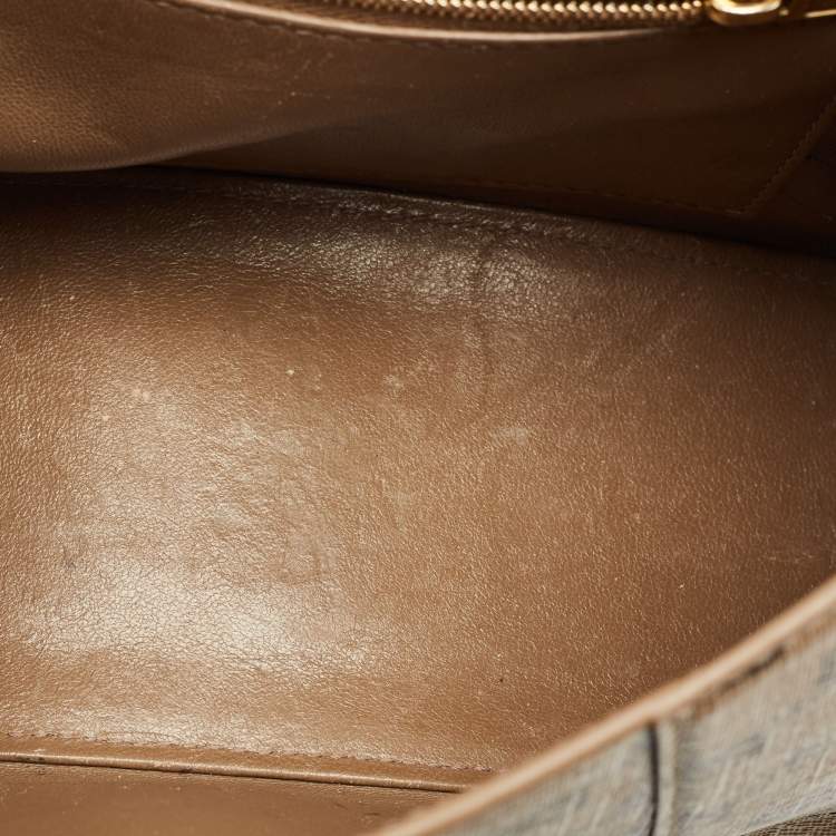 Pre Owned Balenciaga Brown BB Monogram Coated Canvas Small Hourglass Top Handle Bag