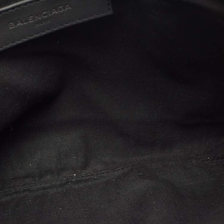 Pre Owned Balenciaga Black/Yellow Mesh Nylon and Leather Clip Clutch